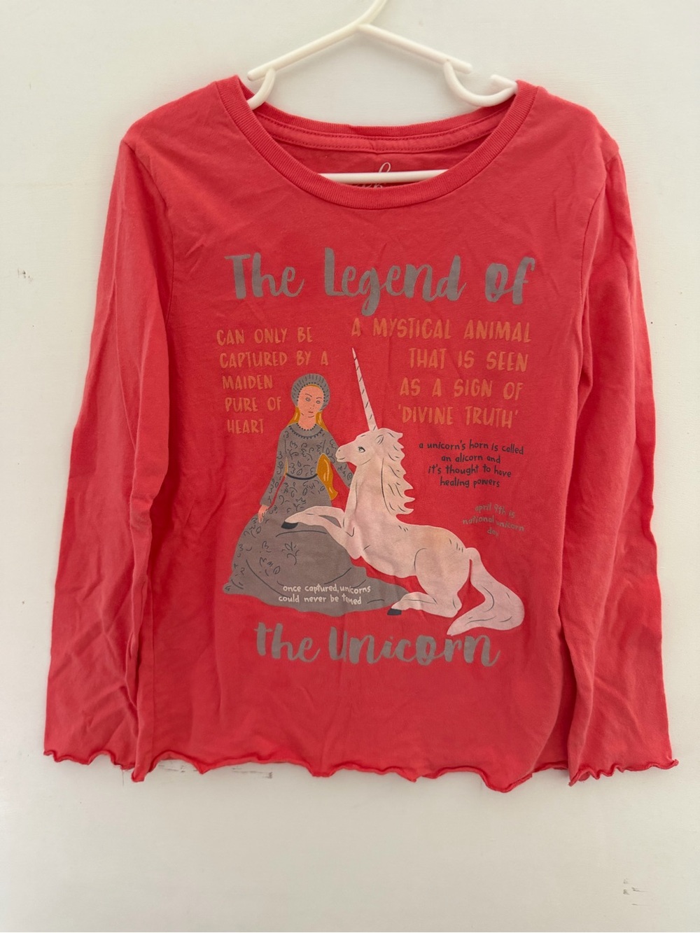 Peek Coral Pink Long-Sleeve Unicorn Graphic Tee